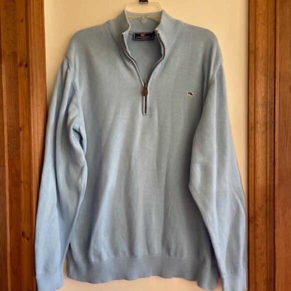 VINEYARD VINES Men's Pull Over Sweater Quarter-Zip Blue XL - Picture 1 of 15